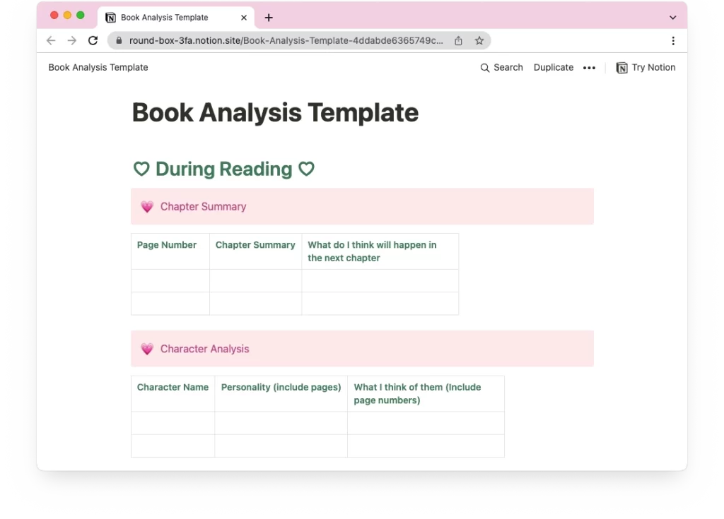 Reading Log/Analysis