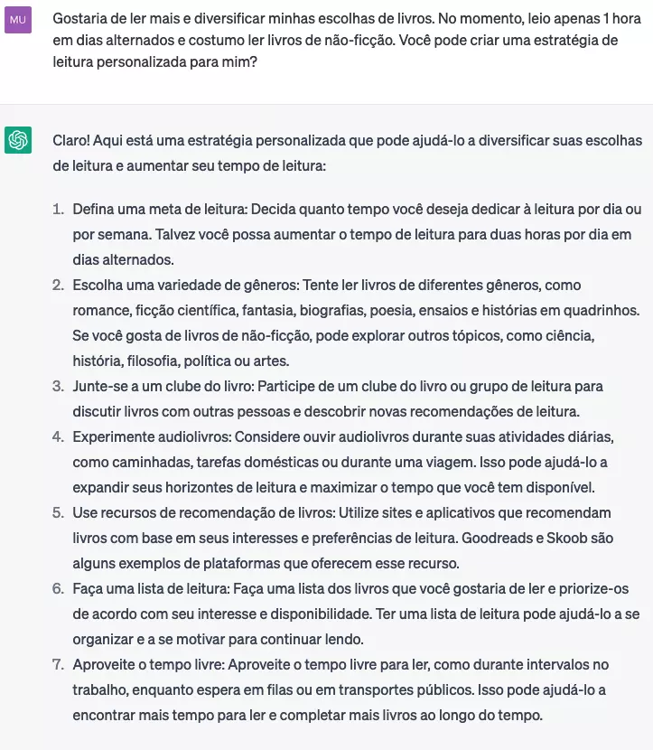 Solicite estratégias de leitura específicas e personalizadas